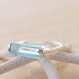 Blue Topaz Hydro Ring ~ Sterling Silver 925 ~ Rectangular Stone ~ Jewelry ~ Handmade ~ Boho ~ MR229