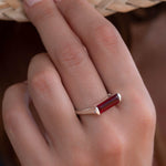 Garnet Hydro Ring ~ Sterling Silver 925 ~ Rectangular Stone ~ Jewelry ~ Handmade ~ Boho ~ Stackable ~ MR232