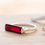 Garnet Hydro Ring ~ Sterling Silver 925 ~ Rectangular Stone ~ Jewelry ~ Handmade ~ Boho ~ Stackable ~ MR232