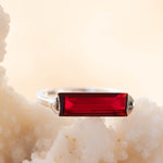 Garnet Hydro Ring ~ Sterling Silver 925 ~ Rectangular Stone ~ Jewelry ~ Handmade ~ Boho ~ Stackable ~ MR232