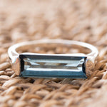 Iolite Hydro Ring ~ Sterling Silver 925 ~ Rectangular Stone  ~ Jewelry ~ Handmade ~ Boho ~ Stackable ~ Blue Stone MR230