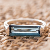 Iolite Hydro Ring ~ Sterling Silver 925 ~ Rectangular Stone  ~ Jewelry ~ Handmade ~ Boho ~ Stackable ~ Blue Stone MR230