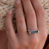 Iolite Hydro Ring ~ Sterling Silver 925 ~ Rectangular Stone  ~ Jewelry ~ Handmade ~ Boho ~ Stackable ~ Blue Stone MR230