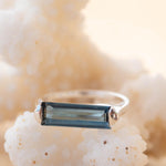 Iolite Hydro Ring ~ Sterling Silver 925 ~ Rectangular Stone  ~ Jewelry ~ Handmade ~ Boho ~ Stackable ~ Blue Stone MR230