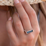 Iolite Hydro Ring ~ Sterling Silver 925 ~ Rectangular Stone  ~ Jewelry ~ Handmade ~ Boho ~ Stackable ~ Blue Stone MR230
