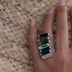 Iolite Hydro Ring ~ Sterling Silver 925 ~ Rectangular Stone  ~ Jewelry ~ Handmade ~ Boho ~ Stackable ~ Blue Stone MR230