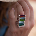 Iolite Hydro Ring ~ Sterling Silver 925 ~ Rectangular Stone  ~ Jewelry ~ Handmade ~ Boho ~ Stackable ~ Blue Stone MR230