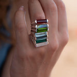 Iolite Hydro Ring ~ Sterling Silver 925 ~ Rectangular Stone  ~ Jewelry ~ Handmade ~ Boho ~ Stackable ~ Blue Stone MR230