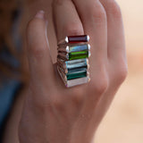 Iolite Hydro Ring ~ Sterling Silver 925 ~ Rectangular Stone  ~ Jewelry ~ Handmade ~ Boho ~ Stackable ~ Blue Stone MR230