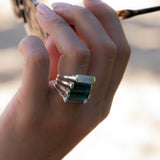 Iolite Hydro Ring ~ Sterling Silver 925 ~ Rectangular Stone  ~ Jewelry ~ Handmade ~ Boho ~ Stackable ~ Blue Stone MR230