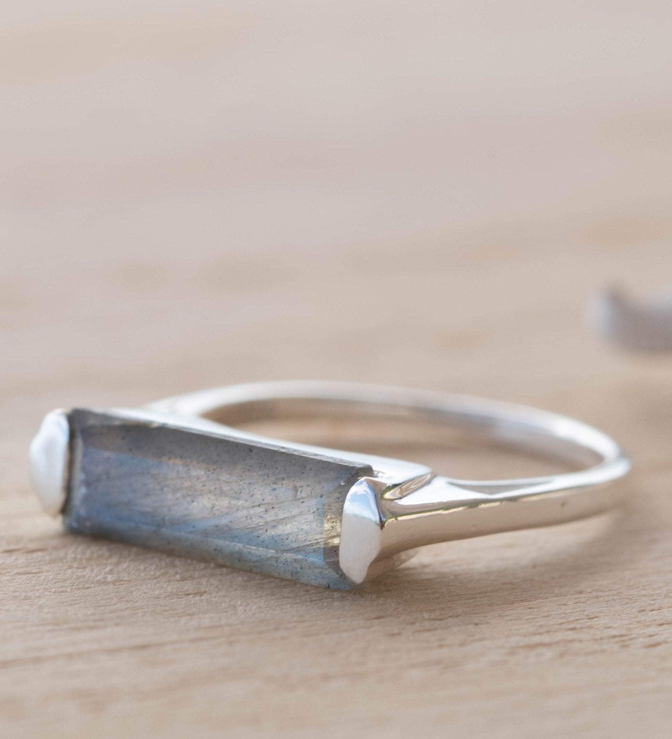 Labradorite Ring ~ Delicate ~ Sterling Silver 925 ~ Handmade ~ Gemstone~Statement ~Everyday~ Hippie~Bohemian~Stackable MR228