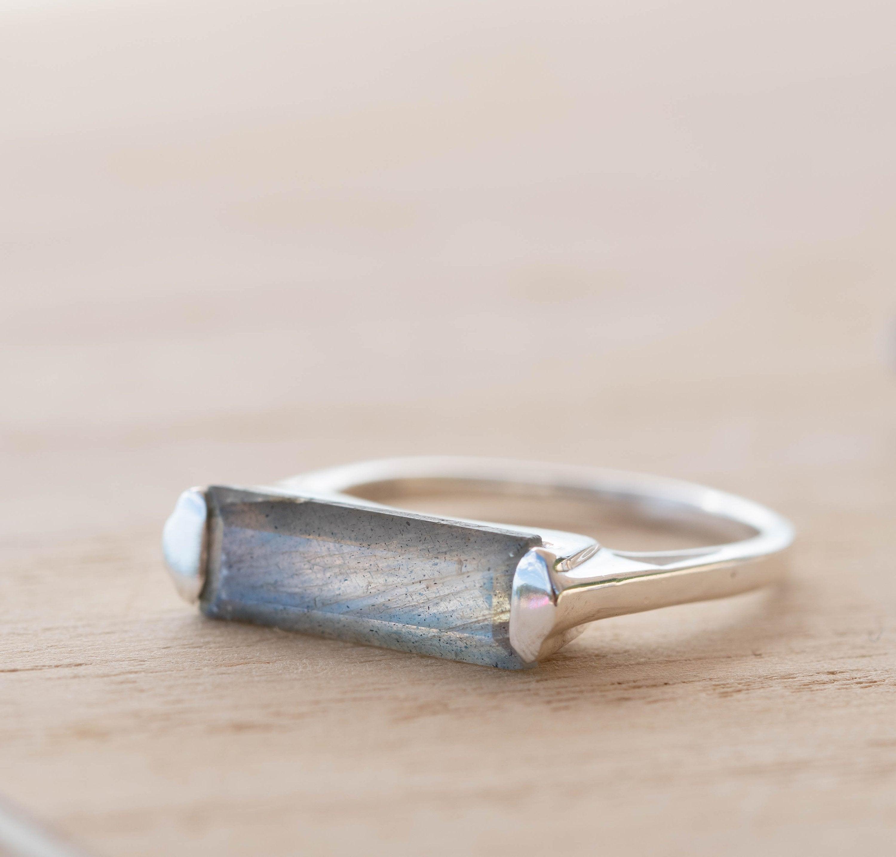 Labradorite Ring ~ Delicate ~ Sterling Silver 925 ~ Handmade ~ Gemstone~Statement ~Everyday~ Hippie~Bohemian~Stackable MR228