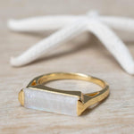 Moonstone Ring ~ Rectangular Stone ~ 18k Gold Plated ~ Jewelry ~ Handmade ~ Stackable ~ Boho ~ MR167