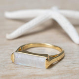 Moonstone Ring ~ Rectangular Stone ~ 18k Gold Plated ~ Jewelry ~ Handmade ~ Stackable ~ Boho ~ MR167