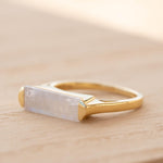 Moonstone Ring ~ Rectangular Stone ~ 18k Gold Plated ~ Jewelry ~ Handmade ~ Stackable ~ Boho ~ MR167