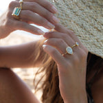 Moonstone Ring ~ Rectangular Stone ~ 18k Gold Plated ~ Jewelry ~ Handmade ~ Stackable ~ Boho ~ MR167