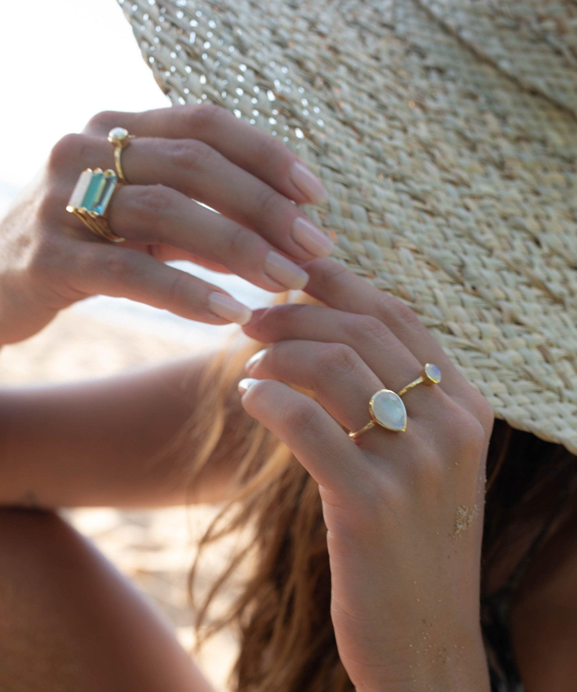 Moonstone Ring ~ Rectangular Stone ~ 18k Gold Plated ~ Jewelry ~ Handmade ~ Stackable ~ Boho ~ MR167