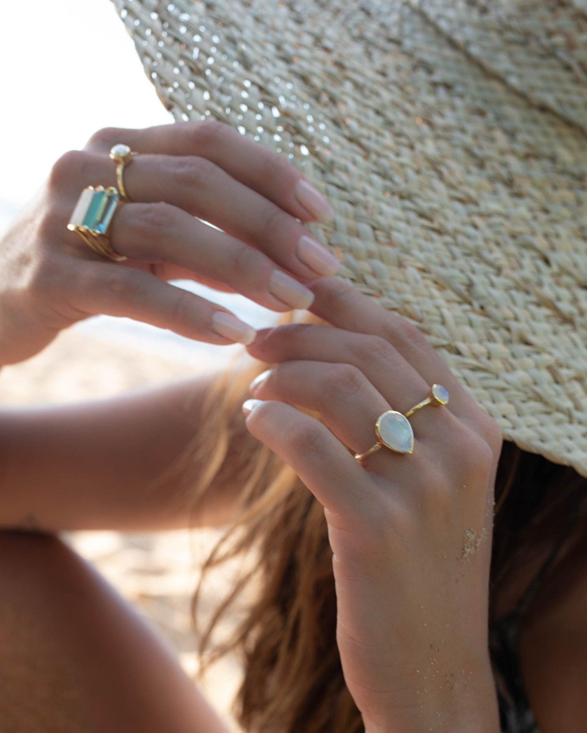 Moonstone Ring ~ Rectangular Stone ~ 18k Gold Plated ~ Jewelry ~ Handmade ~ Stackable ~ Boho ~ MR167