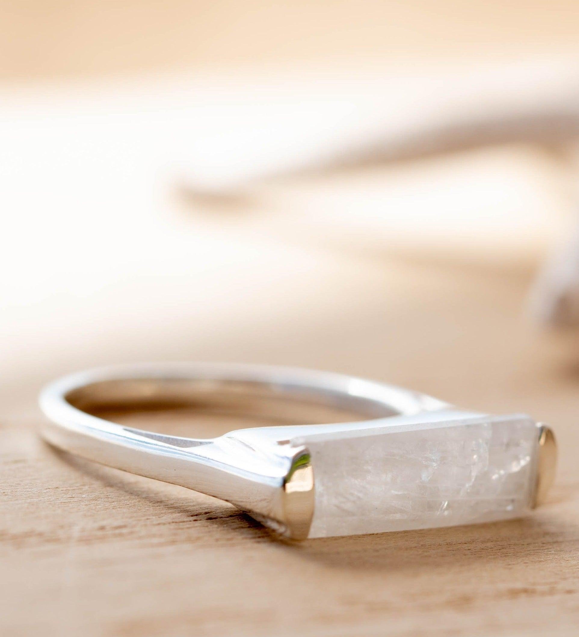Moonstone Ring ~ Sterling Silver 925 ~ Rectangular Stone ~ Jewelry ~ Handmade ~ Stackable ~ Boho ~ MR233
