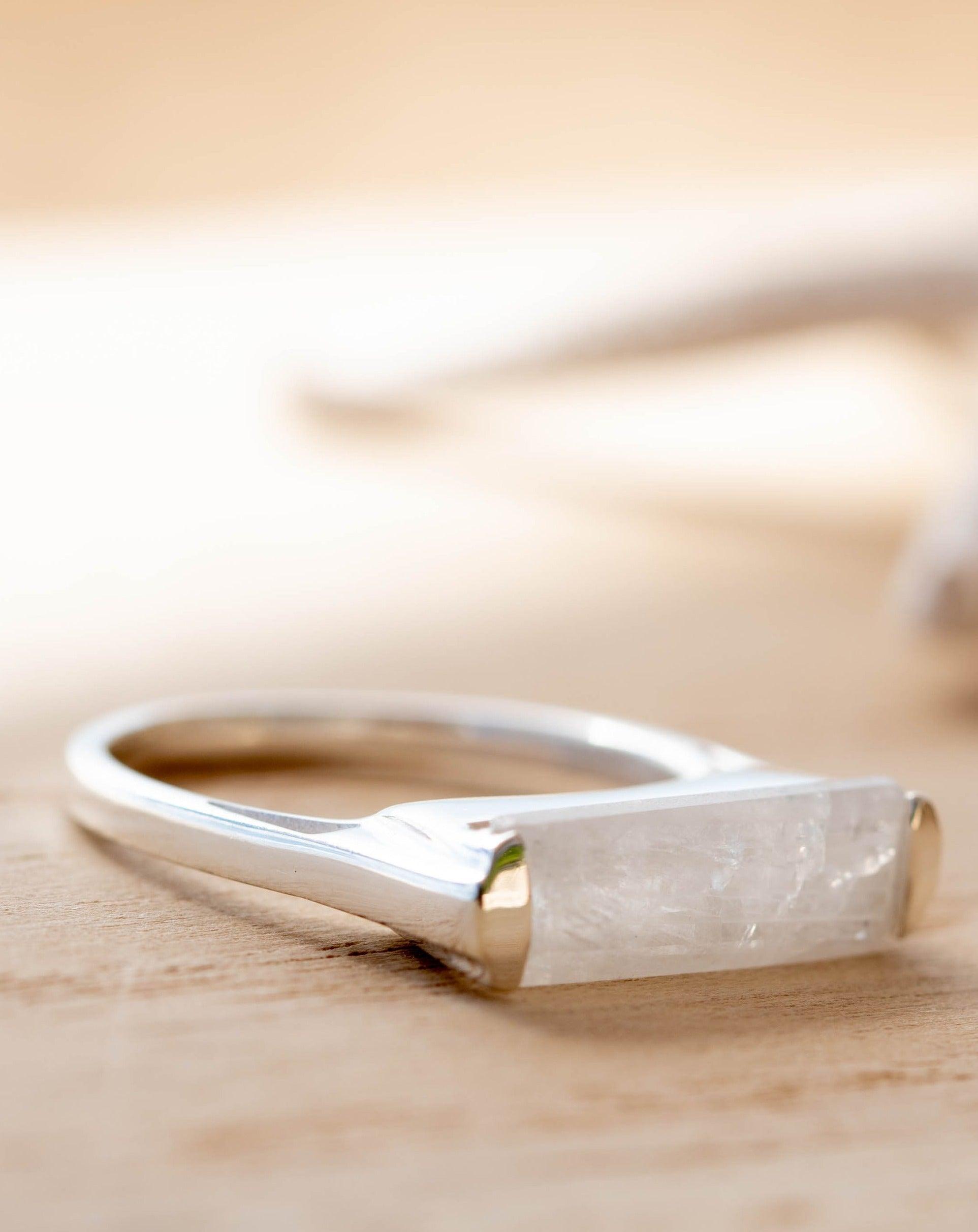 Moonstone Ring ~ Sterling Silver 925 ~ Rectangular Stone ~ Jewelry ~ Handmade ~ Stackable ~ Boho ~ MR233