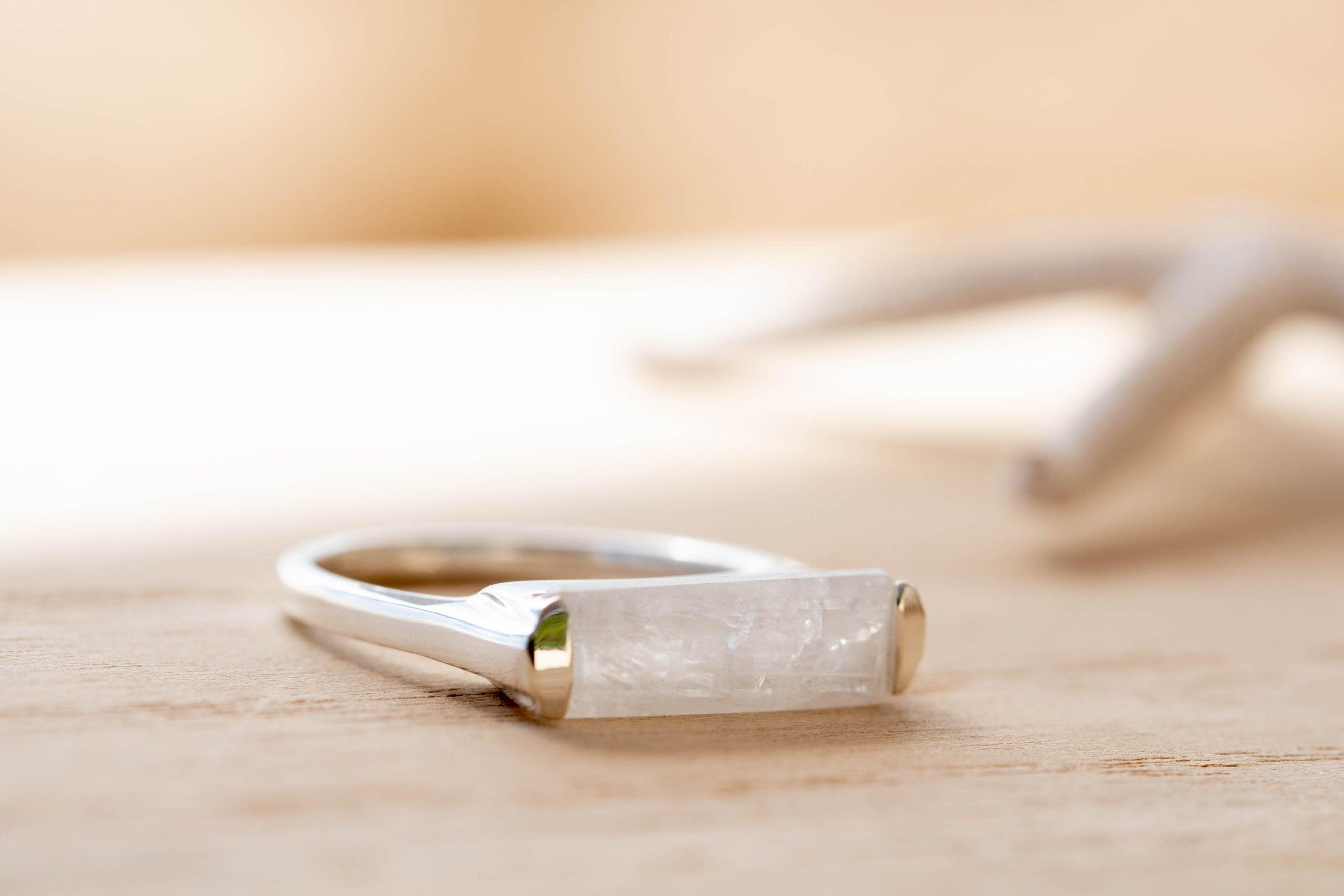 Moonstone Ring ~ Sterling Silver 925 ~ Rectangular Stone ~ Jewelry ~ Handmade ~ Stackable ~ Boho ~ MR233