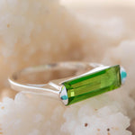 Peridot Hydro Ring ~ Sterling Silver 925 ~ Rectangular Stone ~  Jewelry ~ Handmade ~ Boho ~ Stackable MR227