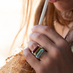 Peridot Hydro Ring ~ Sterling Silver 925 ~ Rectangular Stone ~  Jewelry ~ Handmade ~ Boho ~ Stackable MR227