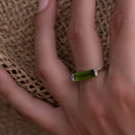 Peridot Hydro Ring ~ Sterling Silver 925 ~ Rectangular Stone ~  Jewelry ~ Handmade ~ Boho ~ Stackable MR227
