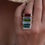 Peridot Hydro Ring ~ Sterling Silver 925 ~ Rectangular Stone ~  Jewelry ~ Handmade ~ Boho ~ Stackable MR227