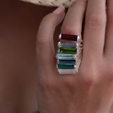 Peridot Hydro Ring ~ Sterling Silver 925 ~ Rectangular Stone ~  Jewelry ~ Handmade ~ Boho ~ Stackable MR227