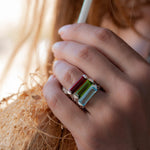 Peridot Hydro Ring ~ Sterling Silver 925 ~ Rectangular Stone ~  Jewelry ~ Handmade ~ Boho ~ Stackable MR227