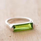 Peridot Hydro Ring ~ Sterling Silver 925 ~ Rectangular Stone ~  Jewelry ~ Handmade ~ Boho ~ Stackable MR227