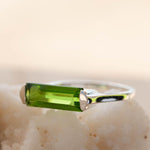 Peridot Hydro Ring ~ Sterling Silver 925 ~ Rectangular Stone ~  Jewelry ~ Handmade ~ Boho ~ Stackable MR227