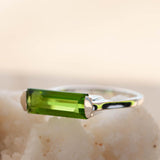 Peridot Hydro Ring ~ Sterling Silver 925 ~ Rectangular Stone ~  Jewelry ~ Handmade ~ Boho ~ Stackable MR227