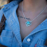 Turquoise necklace~ Sterling Silver 925 ~ curb ball chain ~ beaded chain ~ Jewelry ~ Gift For Her ~ Handmade~ Thin Chain MN067