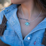 Turquoise necklace~ Sterling Silver 925 ~ curb ball chain ~ beaded chain ~ Jewelry ~ Gift For Her ~ Handmade~ Thin Chain MN067