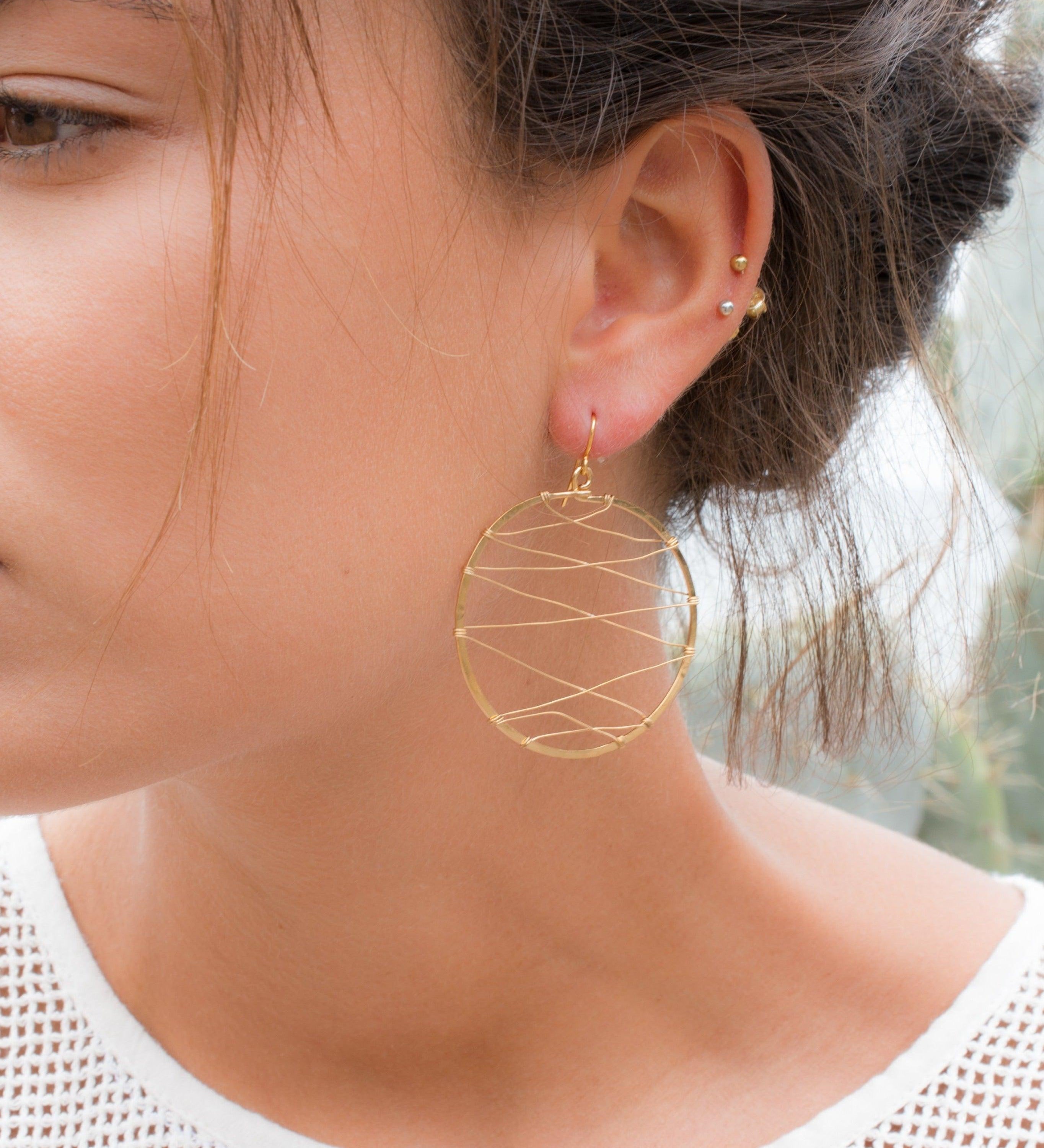 Catarina Circle Earrings ~Gold Plated or Silver Plated ~ SME009 - Maresia Jewelry