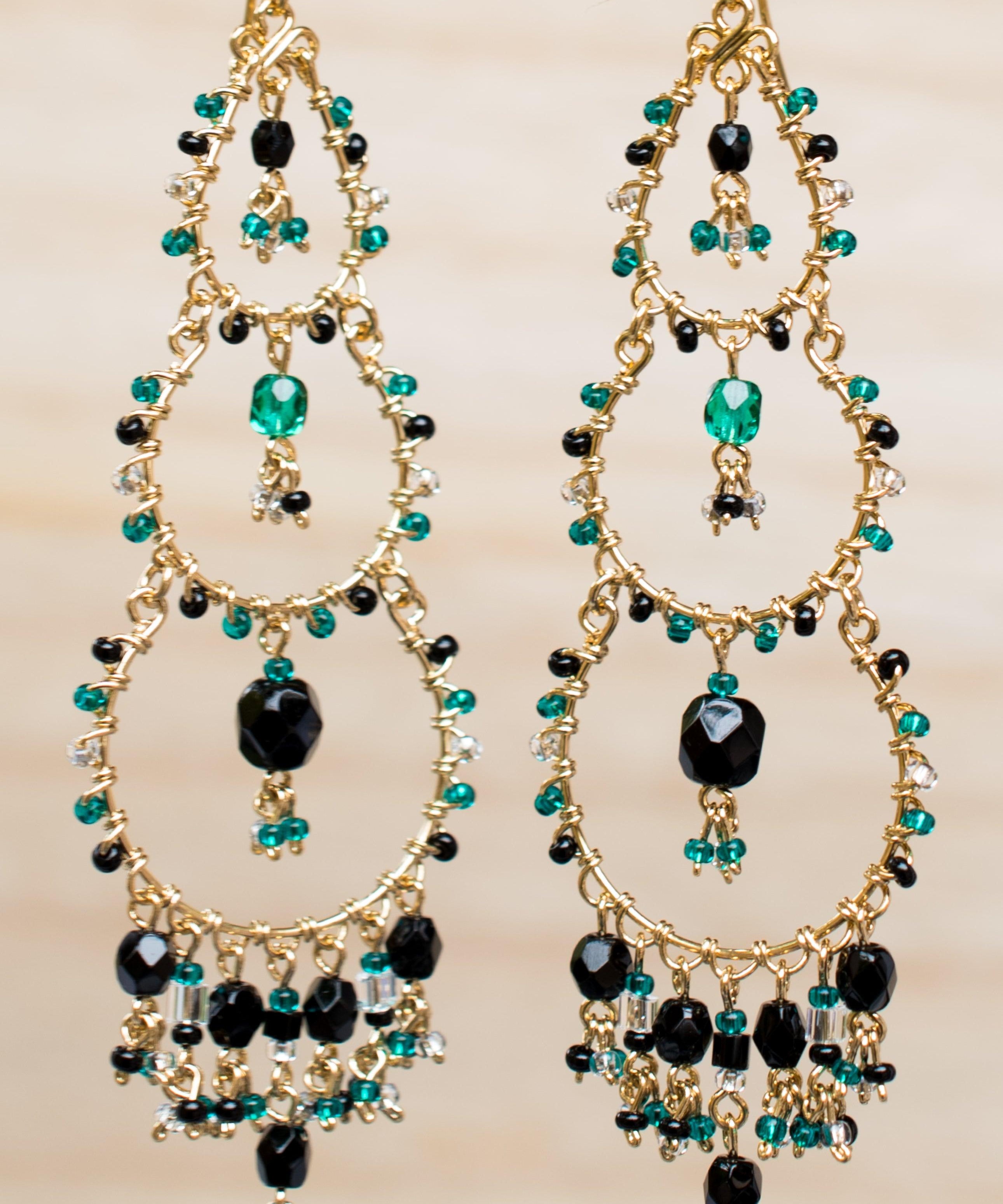 Catarine Chandelier Earrings ~Gold Plated ~ SME038 - Maresia Jewelry