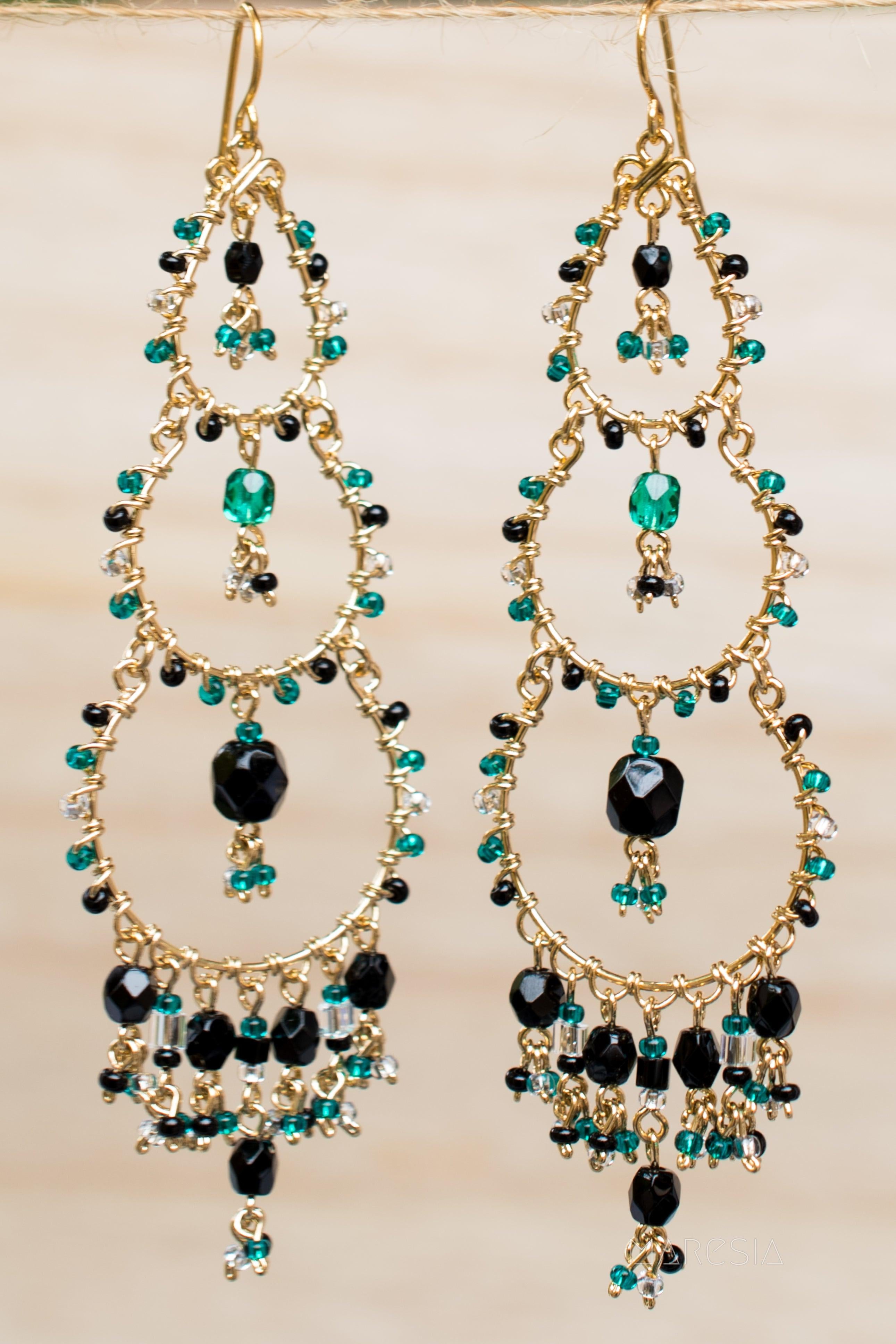 Catarine Chandelier Earrings ~Gold Plated ~ SME038 - Maresia Jewelry