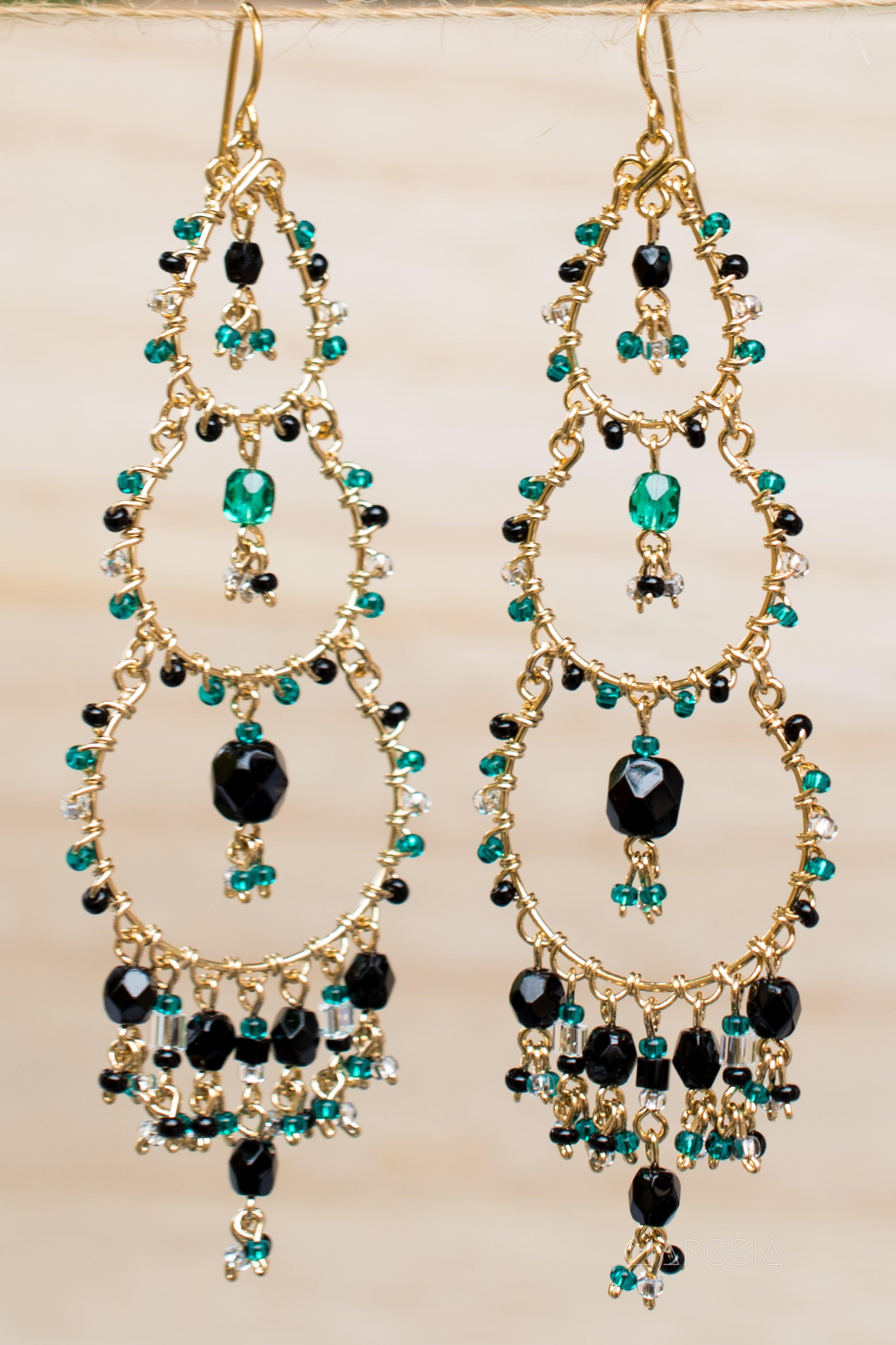 Catarine Chandelier Earrings ~Gold Plated ~ SME038 - Maresia Jewelry