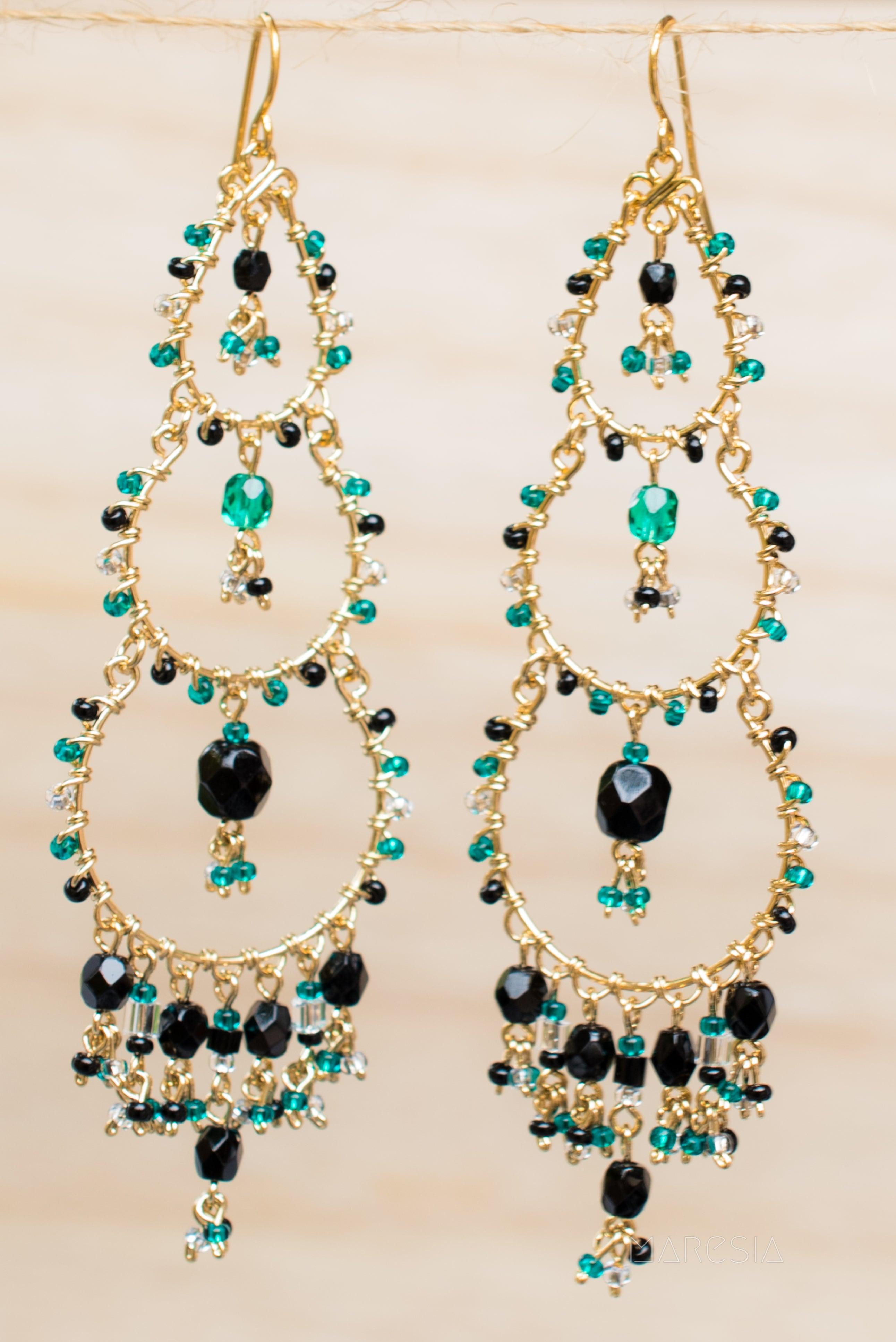 Catarine Chandelier Earrings ~Gold Plated ~ SME038 - Maresia Jewelry