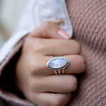 Moonstone Ring ~ Sterling Silver 925 ~ Handmade ~ Gemstone ~ Big ~ Stacking ~ Hippie ~ Gypsy ~ Boho ~ Bohemian ~ MR288