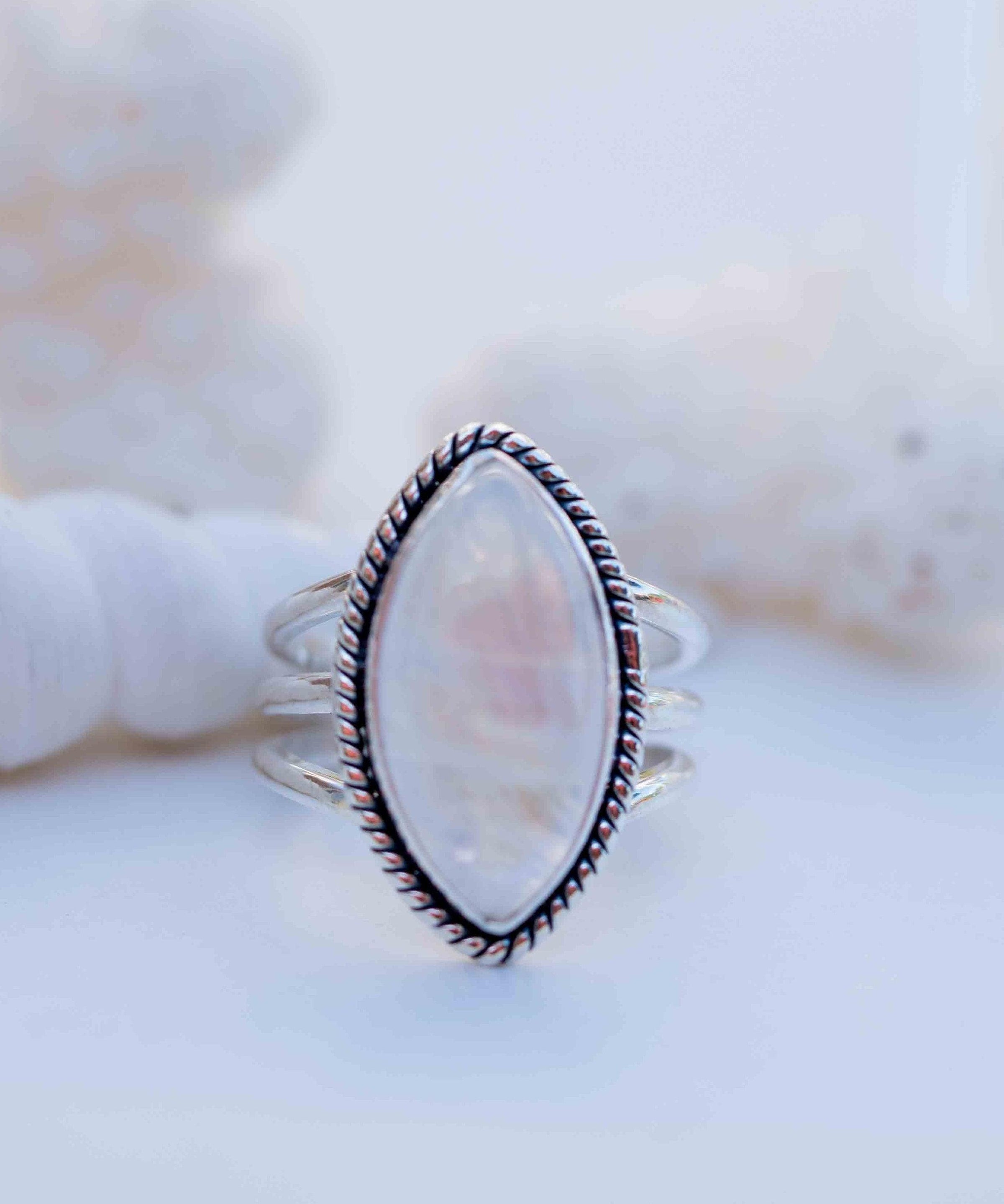 Moonstone Ring ~ Sterling Silver 925 ~ Handmade ~ Gemstone ~ Big ~ Stacking ~ Hippie ~ Gypsy ~ Boho ~ Bohemian ~ MR288