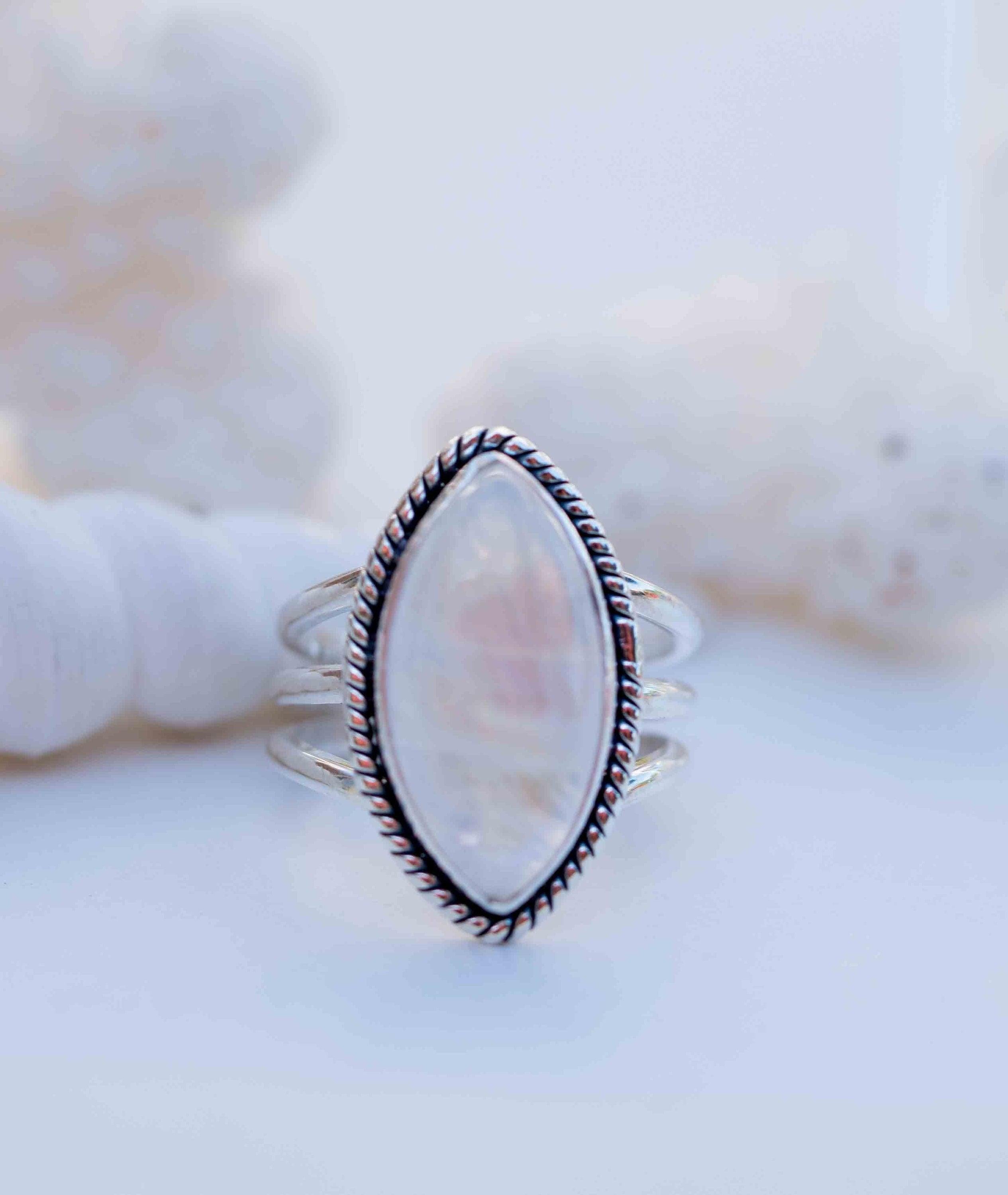 Moonstone Ring ~ Sterling Silver 925 ~ Handmade ~ Gemstone ~ Big ~ Stacking ~ Hippie ~ Gypsy ~ Boho ~ Bohemian ~ MR288