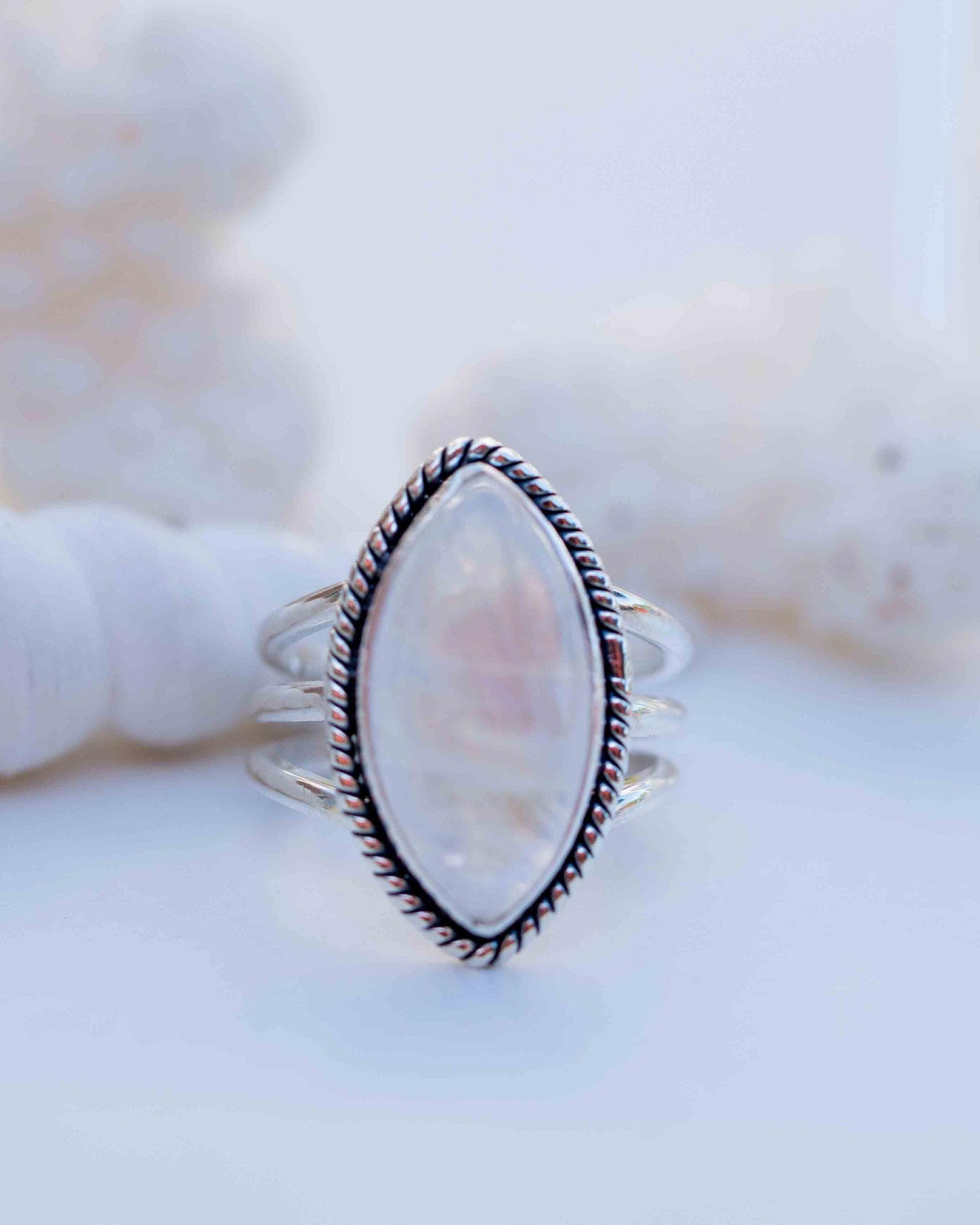 Moonstone Ring ~ Sterling Silver 925 ~ Handmade ~ Gemstone ~ Big ~ Stacking ~ Hippie ~ Gypsy ~ Boho ~ Bohemian ~ MR288