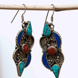Celia Turquoise Tibetan Earrings ~German Silver ~ SME026 - Maresia Jewelry