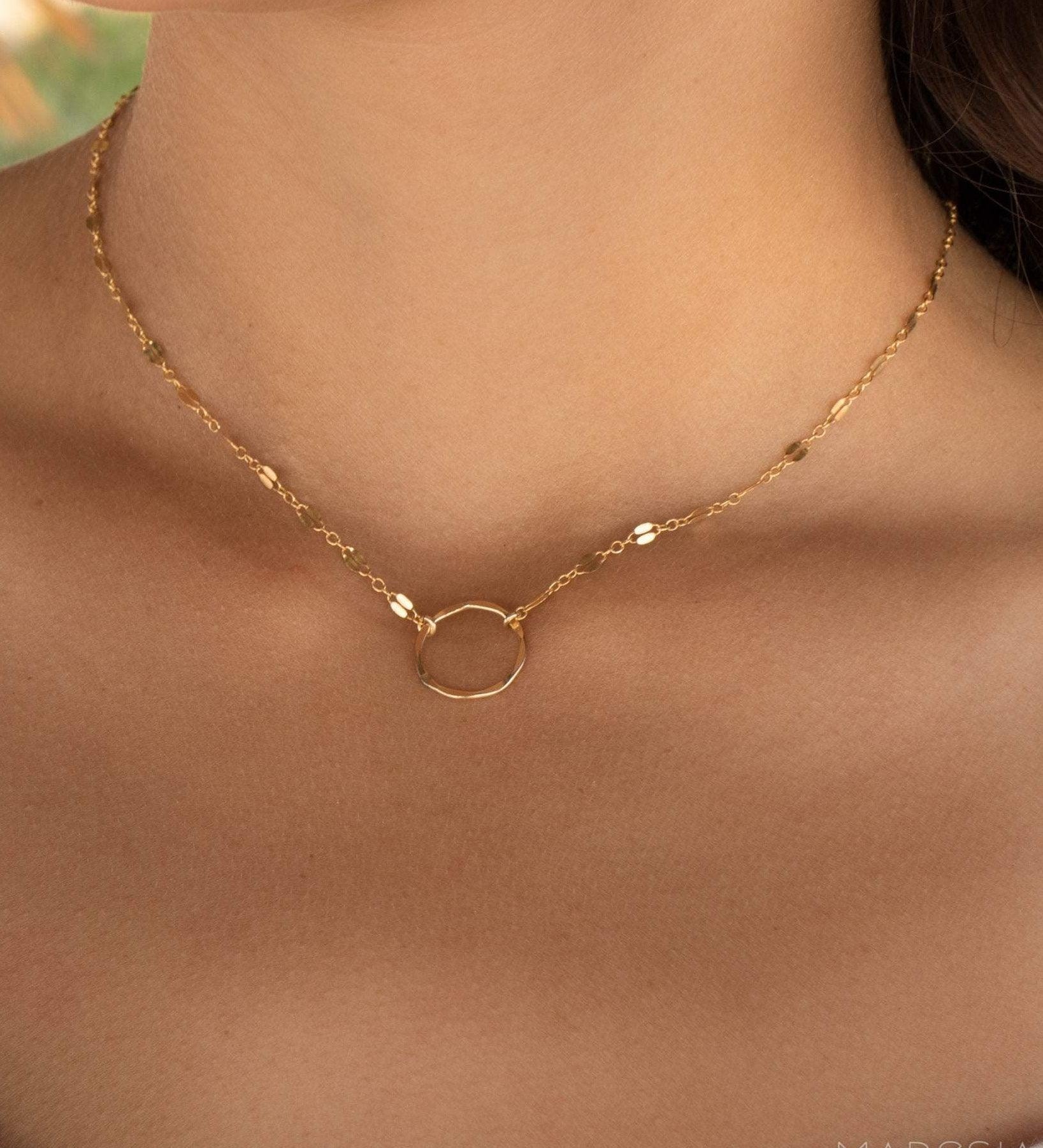 Circle Necklace Choker ~14k Gold Filled or Sterling Silver ~ MN005 - Maresia Jewelry