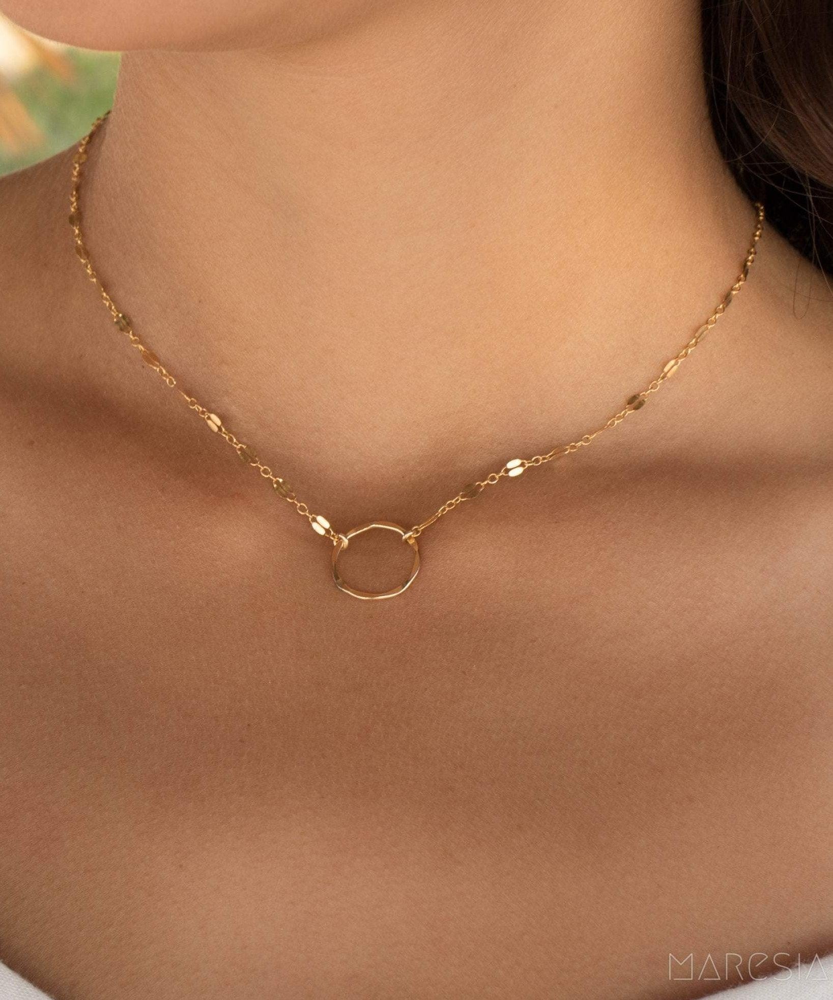 Circle Necklace Choker ~14k Gold Filled or Sterling Silver ~ MN005 - Maresia Jewelry