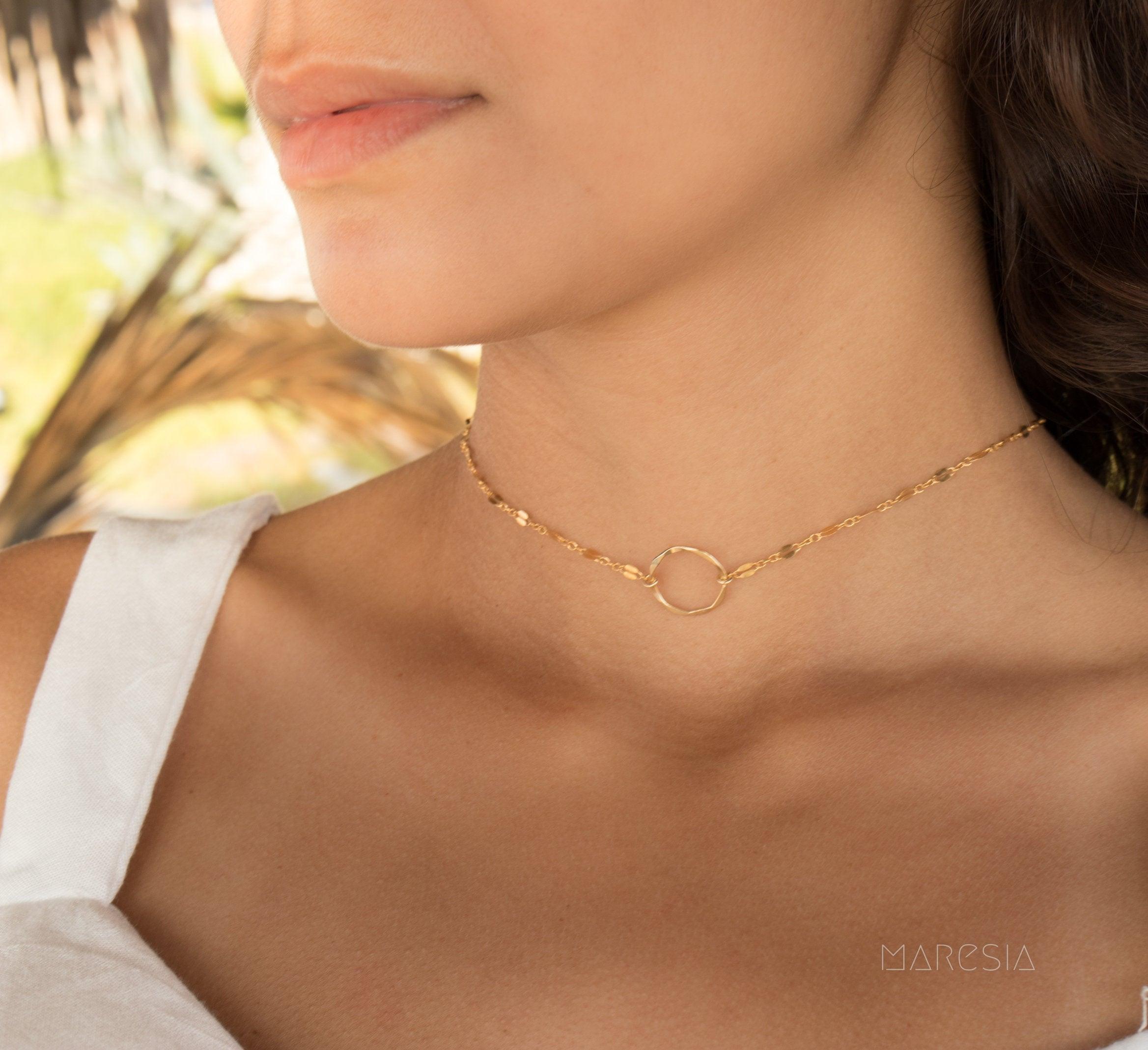 Circle Necklace Choker ~14k Gold Filled or Sterling Silver ~ MN005 - Maresia Jewelry
