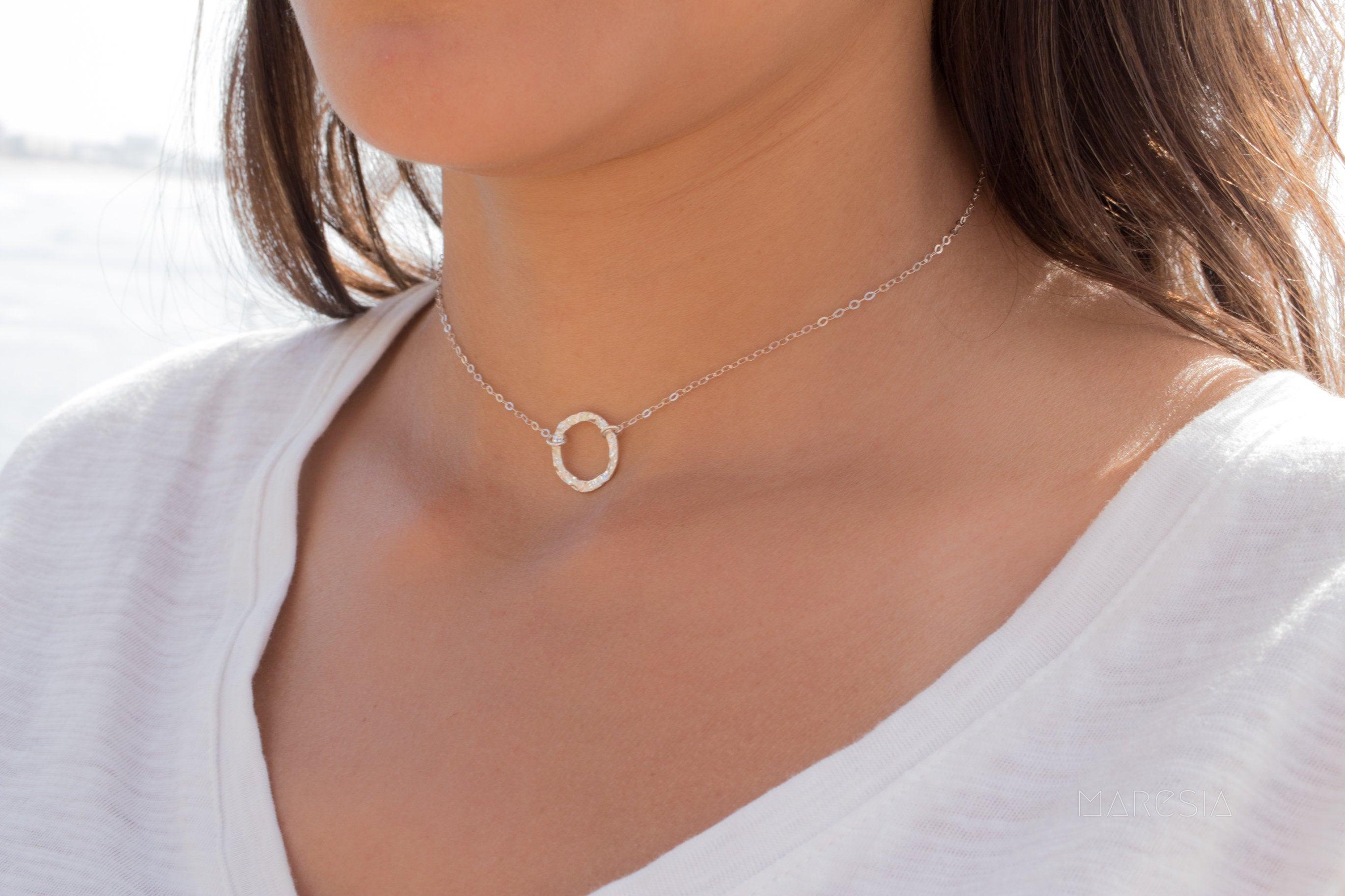 Circle Necklace Choker ~Sterling Silver 925 - Maresia Jewelry